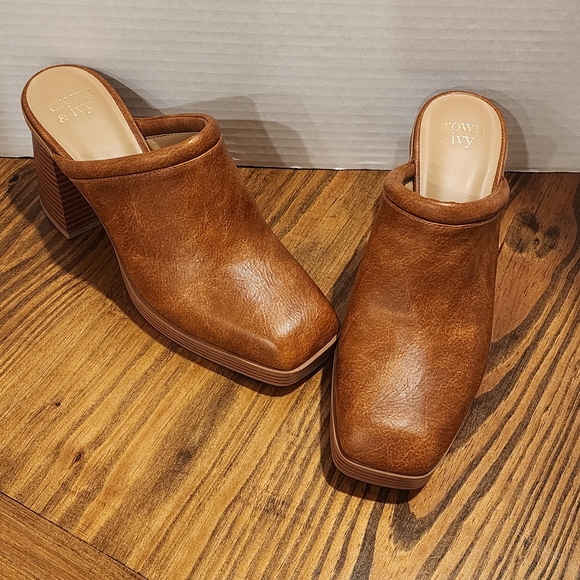 crown & ivy Shoes - Crown & Ivy Lewis Mules Brown Size 10M New No Box